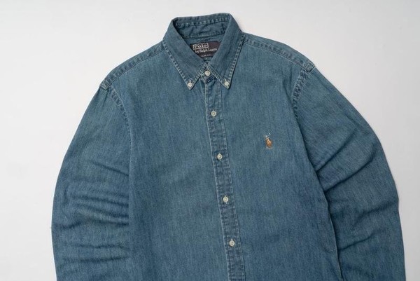 Men Polo Ralph Lauren Shirt Navy Cotton 36 / S / #3139