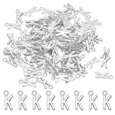 100Pcs Letter Charm Alphabet Charm Initial Pendant Charm Dark Silver Letter K