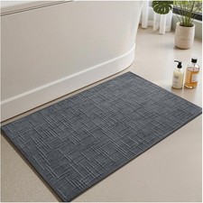 Elegant Dark Grey Non-Slip Bath Mat - Super Absorbent Washable 20x32