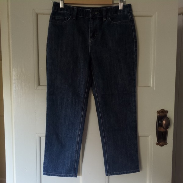 Sportscraft Size 8 Cropped Blue Jeans Straight Leg