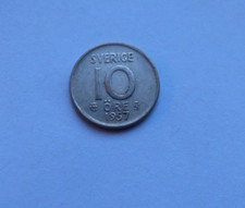 SWEDEN 1957 10 ORE 40% SILVER COIN - KM# 823 - .0185 troy oz silver content