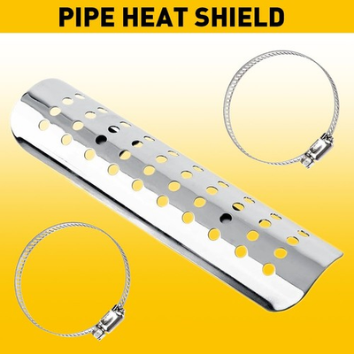 #ad #ad Universal Guard Pipe Motorcycle Silver Heat Fit Dirt Shield Honda New Kawasaki $14.24