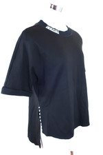 FENDI Roma Black Cotton Logo Ribbed Collar Crew Neck Tee Shirt T Shirt Small 2 4