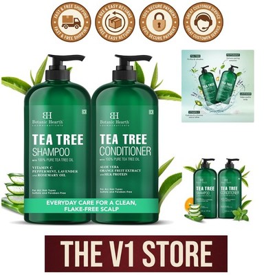 Tea Tree Shampoo & Conditioner Set - 100% Pure Oil, 16 Fl Oz for Scalp Relief