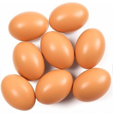 SallyFashion 8PCS Wooden Faux Fake Eggs, Dummy Eggs Medium,