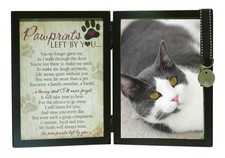 Pawprints Left By You Memorial 5x7 Frame for Cat with Pet Tag - Thoughtful Ca...