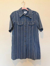 GANNI Stripe-pattern Denim Mini Button Up Dress Farfetch - Size 34