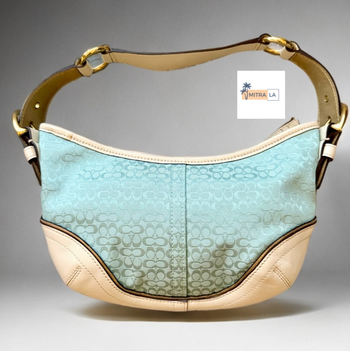 Coach Y2K Signature Blue White Mini Soho Hobo Shoulder Bag 1455