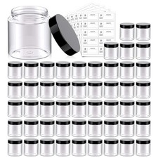 50 Pack 4 OZ Plastic Jars Round Clear Cosmetic Container with Black Lids Eternal