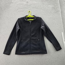 Eddie Bauer Women Sweatshirt L Black EB251 Sweater Fleece Gorpcore Zipper NWT