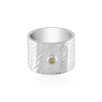 Schicker 0,09Ct Gelber Diamant Strukturierter Messingring- Echtschmuck