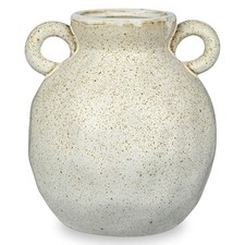 White Ceramic Flower Vase with 2 Handles, Large Vases for Farmhouse Vintage 8in