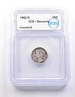 1942-S Mercury Dime Inverted S Genuine ICG *9861