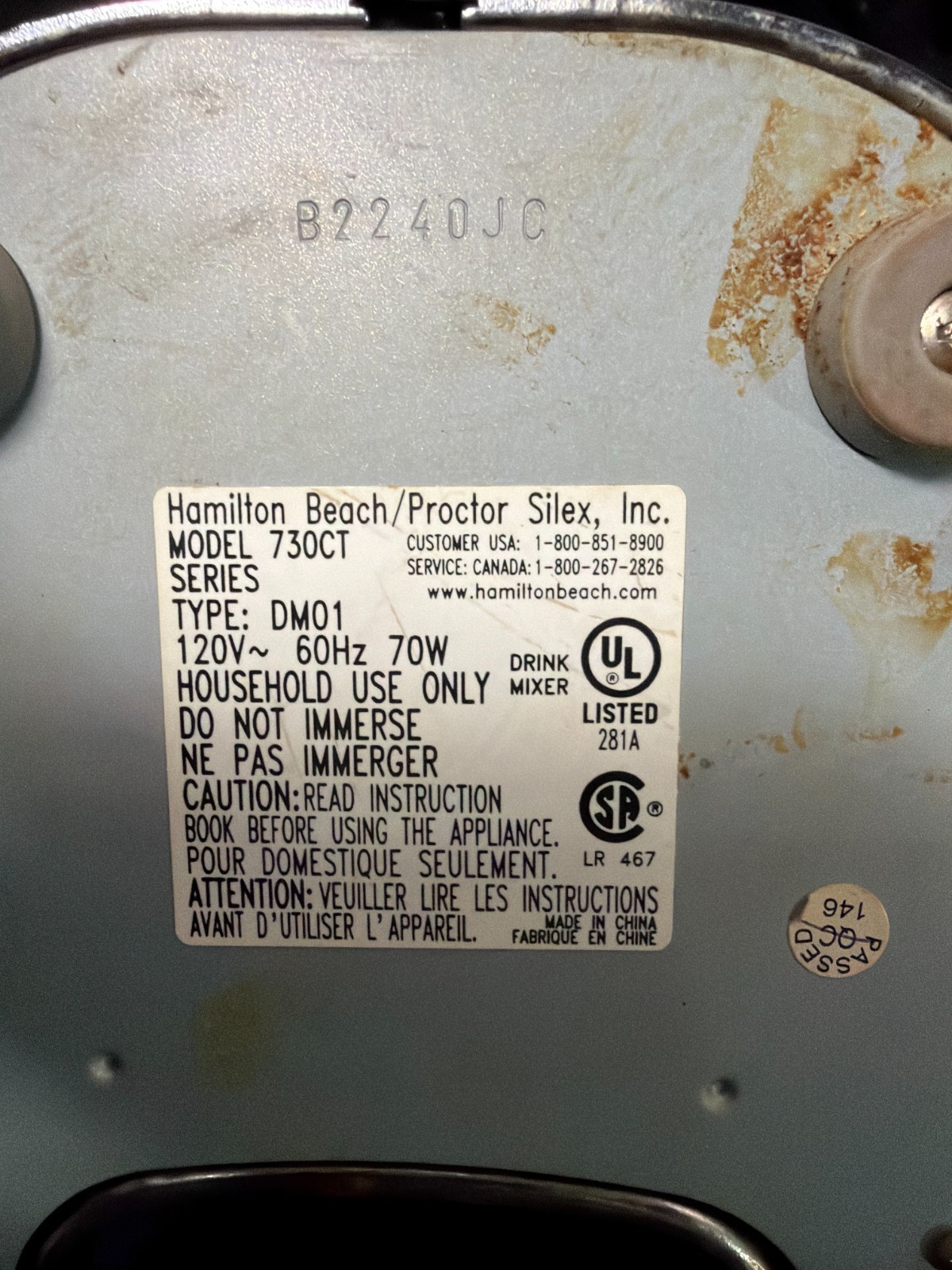 Hamilton Beach 730CT Chrome Drink Mixer Milkshake Machine – Tested Works