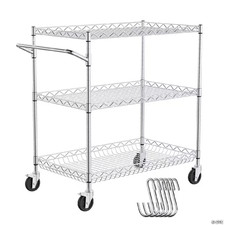3-Tier Utility Cart Rolling Cart on Wheels 30"x18"x32.4" 661 LBS 6 Hooks