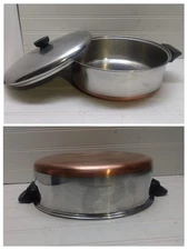 Revere Ware 10" Chicken Fryer Skillet Copper Maid Clad Stainless 5Qt Fry Pan Lid