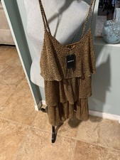 Forever 21 Womens Leopard Print Tiered Ruffle Dress Brown Small Animal Print