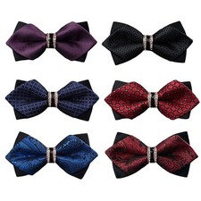 6 PCS Men Pre-tied Crystal Paisley Grids Dots Bowtie Wedding Prom Formal Bow Tie