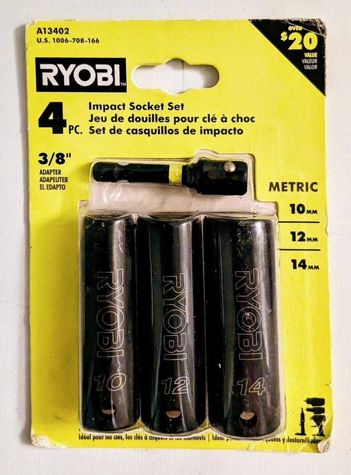 Ryobi 18V MultiSize 4 Position Ratchet 1/2"3/8"1/4" PCL280B (OB) w/3/8" Sockets  - Image 2 of 3