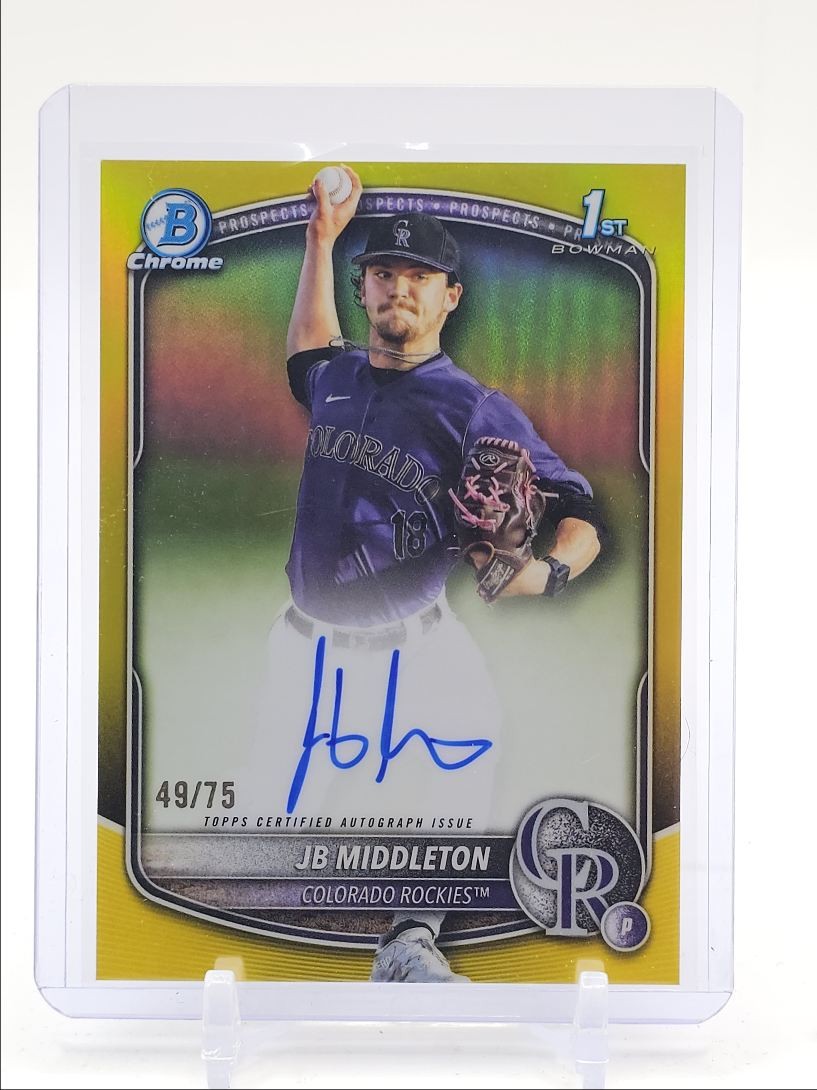 JB MIDDLETON 2025 BOWMAN CHROME DRAFT 1ST YELLOW REFRACTOR AUTO /75 Q2045