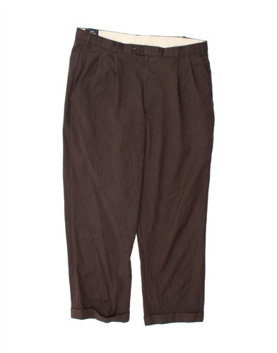BROOKS BROTHERS Mens 346 Pegged Suit Trousers W36 L29 Brown Wool VI05