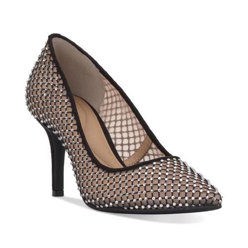 I.N.C. International Concepts Zitah Embellished Pointed Toe Pumps Black Mesh Bli