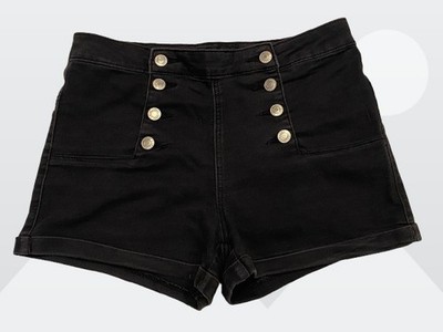 rue21 Women's Black Cotton Blend Double Row Button Fly Short Shorts Size 7/8