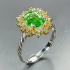 Expensive gem Natural Tsavorite Ring 925 Sterling Silver Size 6.5 /R471325
