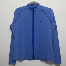 Coolibar women's blue full-zip UPF50+ long-sleeved beach cover-up jacket Sz L