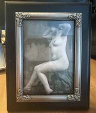 Matte Black And Silver 4x6 Photo Frame  Standing  Includes Print