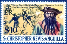 S. Christopher, Nevis and Eel. Definitive. Pirate Bearded 1974.