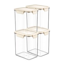 4-Pack Clear Medium Tall Rectangle Food Storage Containers with Lids, Stackable