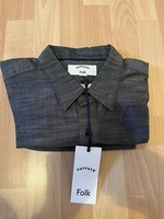 Fat Face Men's Long Sleeve Shirt Large Charcoal Grey With Square Pocket Design 