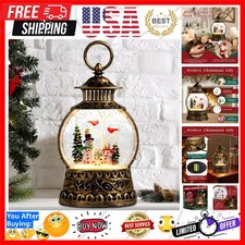 Christmas Snowman Snow Globe, Cardinal Musical Snow Globe Lantern Lights with...