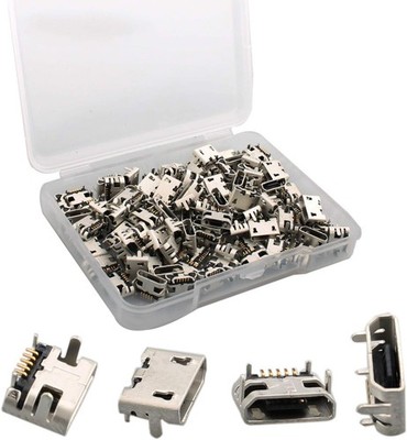 RUNCCI-YUN 100pcs Micro USB buchse,Micro USB buchse löten Typ B,5-polig,SMD,SMT