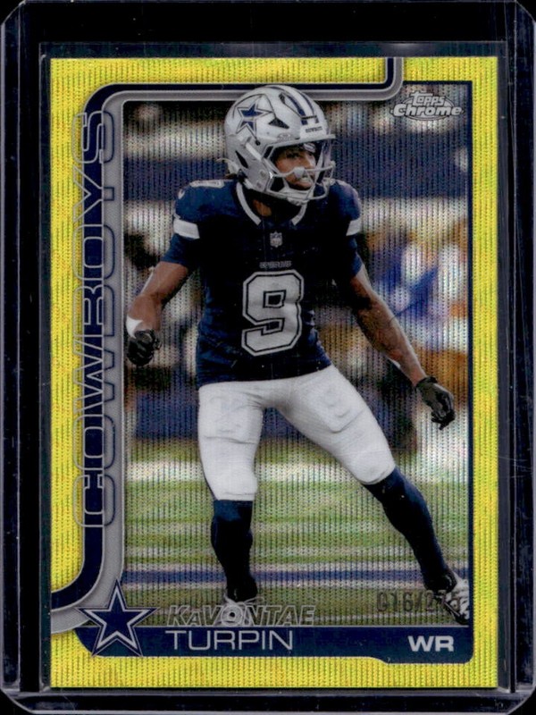 2025 Topps Chrome KaVontae Turpin Yellow Wave Refractor #/275 Cowboys