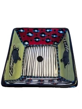 TC Ceramics Red Green Blue Hand Painted  Trinket Dish Made In South Africa