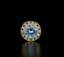 14k Yellow Gold Halo Round Pendant