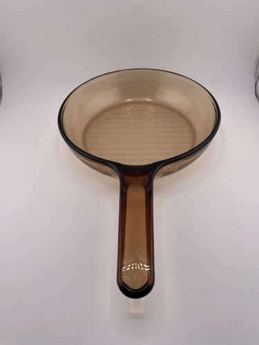 Visions Corning Amber Skillet 7" Frying Pan Waffle Bottom Cookware No Lid France