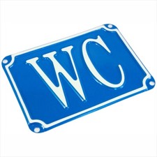 WC (1) Vintage French Style Blue Bathroom Doors Sign Plaque Metal alu Toilet Loo