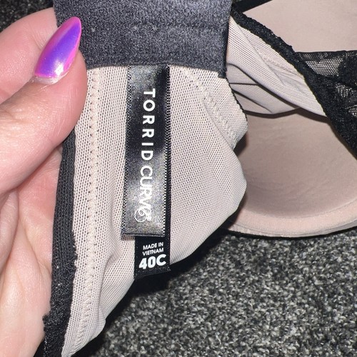 Womens Torrid Curve Bra Size 40C Black Lace  - Imagen 4 de 6