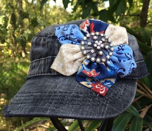 CONDUCTOR HAT BLACK DENIM DISTRESSD 