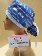 Surg Tech Words Women's Ponytail Surgical Scrub Hat/Cap Handmade