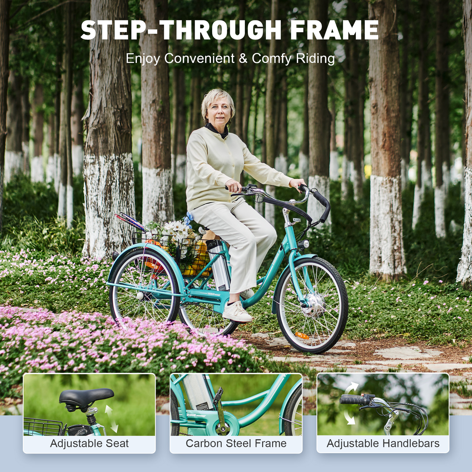 350W 24" Electric Adult Tricycle ETrike 36V Lithium Battery 3Wheel