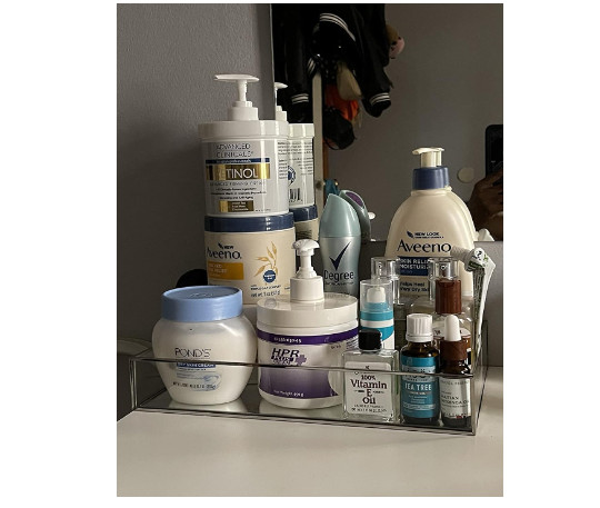 Jewelry Display Tray, Silver Mirror Tray 10.2"x 5.5" Cq Acrylic Brand