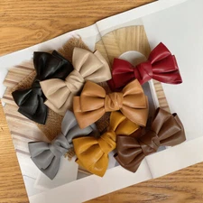 New PU Leather Women Duckbill Clips Girls Bow Hairpin Hair Headwear Spring Clips