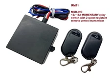 12V DC 15A 315mhz Momentary switch with 2 remote control key fobs RM11
