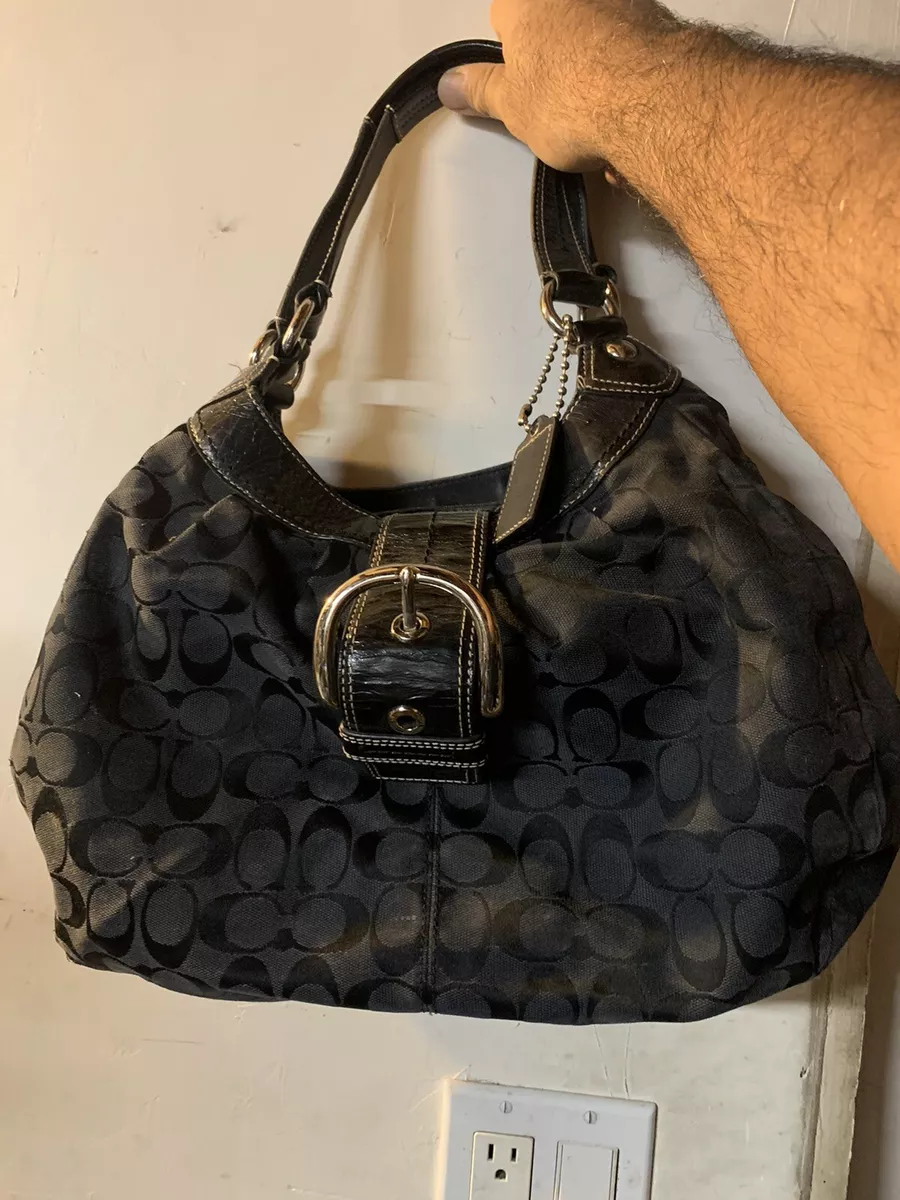 Vintage Coach Soho Lynn Hobo Bag F15083 Black 3 Compartment Y2K