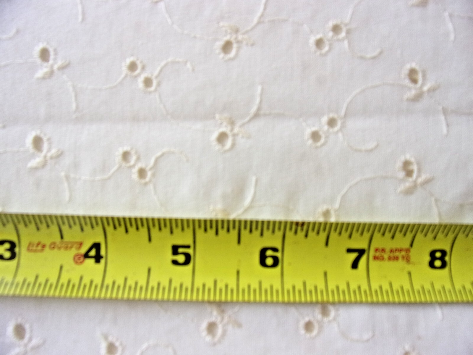 Pale Lemon Cotton Blend Embroidered Eyelet Fabric Remnant 37x28 for Crafts