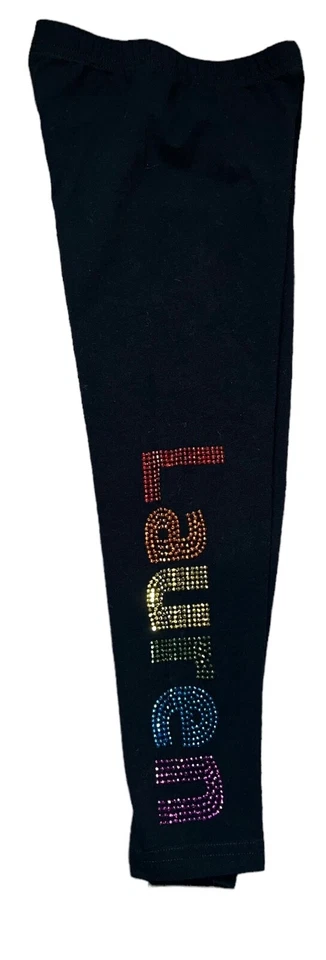 American Apparel Niñas Arco Iris Estrás LAUREN Personalizado Negro Leggings Talla 8 Foto 4 de 4